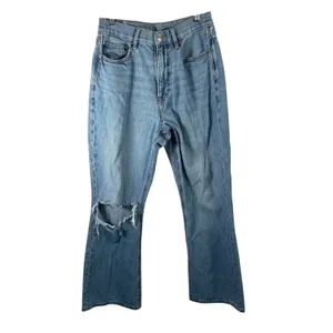 American Eagle Highest Rise‎ 90s Flare Jeans Light Wash Distressed Womens 8 thumbnail 2