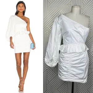 Shona‎ Joy Grant One Shoulder Ruched Mini Dress in White Size US 2 thumbnail 2