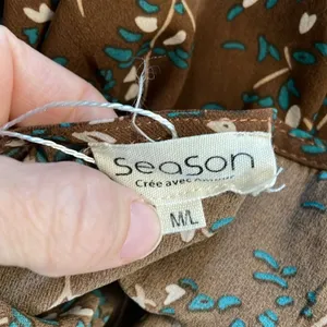 Brown floral long sleeve babydoll dress size medium large France CS thumbnail 4