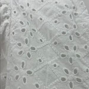 Draper James White Puff Sleeve Ruffled Eyelet Blouse thumbnail 3