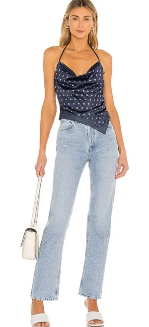 Camila Coelho Pauleta Top in Navy Polka Dot thumbnail 2