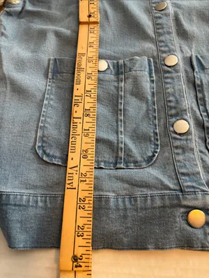 Ruby Rd Brand Blue Stretch Denim With Knit Sleeves And Collar Button Closure thumbnail 13