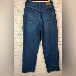 Madewell‎ Women's Baggy Straight High Rise Jeans Dark Worn Indigo Wash Size 28 thumbnail 3