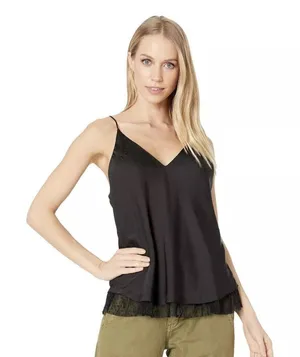 Free People Intimately Criss Cross Cami Lace Trim‎ Tank Top Black Size Small thumbnail 1