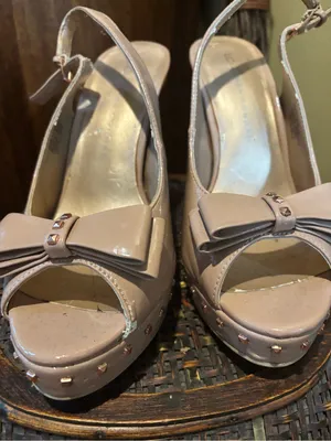 LC Lauren Conrad Blush Patent Peep-Toe Slingback Heels with Bow thumbnail 1