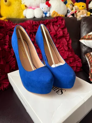 DREAM PAIRS Women's Party Sexy Platform Nightclub Shoes size 7 Blue Suede thumbnail 1