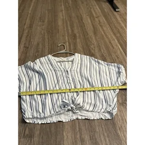 Sim And Sam Womens‎ White Blue Striped 100% Rayon Size Medium thumbnail 8