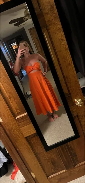 Avie Midi Dress - Showpo. Strapless Orange dress thumbnail 2