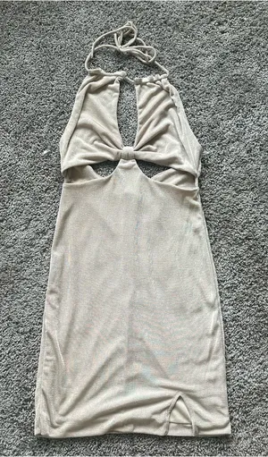 Fiestar Beige Cutout Halter Mini Dress thumbnail 1