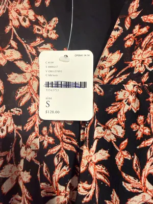 Free People V-Neck Red and Black Floral Mini Dress Women's Size Small NWT Boho thumbnail 5