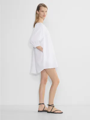 Little Moon Aritzia Off Shoulder Air Plush Cotton Fig Mini Dress Women XS White thumbnail 5