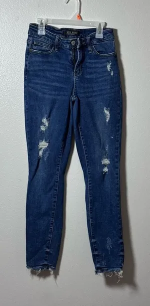 Judy Blue Women Streetwear Blue Denim Distressed Ripped Jeans size 3/26.‎ thumbnail 1