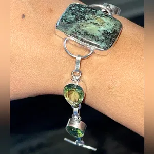 African Green Turquoise Bracelet 7”- 8” thumbnail 4
