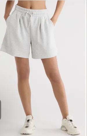 Zella ZellaSoft Luxe High Waist Knit Shorts Heather Grey 30" L/XL Bouncy Fabric thumbnail 1