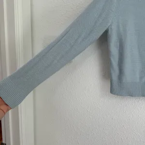 Light baby blue cropped knit button down cardigan, size S thumbnail 2
