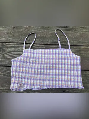Timing Women’s Smocked Lilac Plaid/Gingham Babydoll Skirt & Top Matching Set|LRG thumbnail 12
