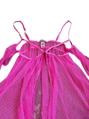 Victoria’s Secret Lingerie Hot Pink Sheer Mesh Babydoll Fairycore Rave Boudoir thumbnail 3