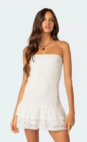 Edikted white eyelet dress thumbnail 1