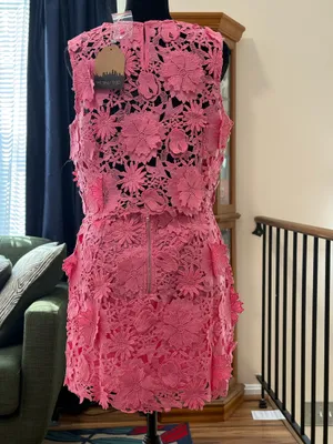 Main Strip NWT Hot Pink Crochet Floral 2-Piece Set | Crop Top & Mini Skirt thumbnail 6