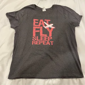 “Eat, Fly, Sleep, Repeat” Aviation Graphic T Shirt thumbnail 1