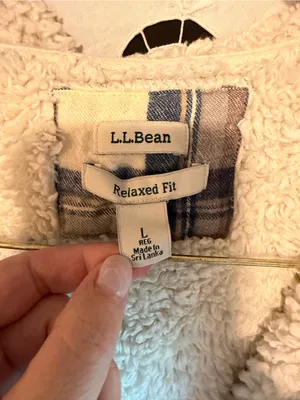 L.L.Bean Women's L Sherpa-Lined Plaid Flannel Hoodie Jacket Full Zip Cozy Layers thumbnail 2