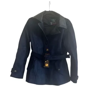 NWT Emporio Collezione ButtonDown Belted Jacket Navy Size Med thumbnail 1