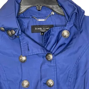 Black Rivet Jacket Size XS Blue Womens Button Up Lined Cotton Blend‎ Hooded Coat thumbnail 2