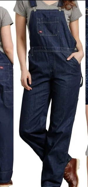 Dickies dark-wash loose straight- baggy leg fit denim carpenter bib overalls,XS thumbnail 1