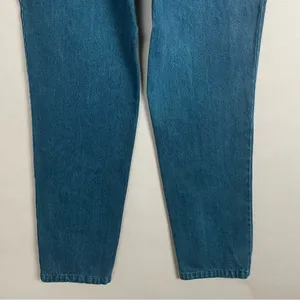 Vintage Jeans Yoke Front Seams Blue Greenish‎ Women Mom Jeans Unique Retro Dyed thumbnail 8