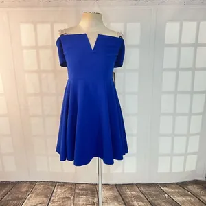 Lulu’s NWT Play the Party Cobalt Blue Off-the-Shoulder Skater Dress size xl thumbnail 5