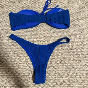 White Fox Hello Sunshine Bandeau Bikini Top Electric Blue Thong- Size Medium/XL thumbnail 8