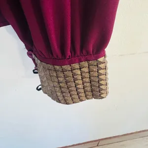 Iz Byer Deep Red Blouse with Gold Cuff Accents thumbnail 4