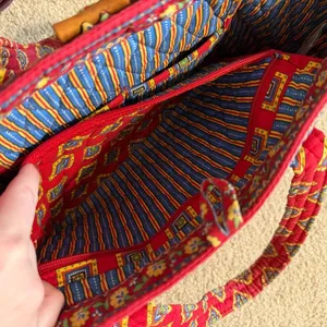 Vera Bradley Villa Red toggle tote shoulder bag, vintage Vera thumbnail 8