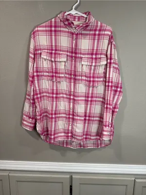 AE Oversized Long-Sleeve Plaid Button-Up Shirt thumbnail 3