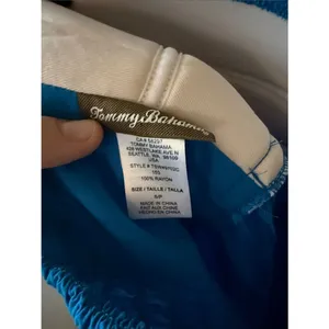 Tommy Bahama Tube Strapless Blue Maxi Dress Smocked Back Resort Vacation Beach thumbnail 5