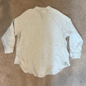 Aerie Light Blue Button Down Oversized Gauzy Raw Hem Long Sleeve Shirt Size M thumbnail 3