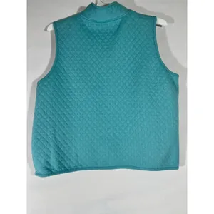 KT Classics Quilted Floral Embroidered Vest Women L Turquoise Shabby Chic Comfy thumbnail 2