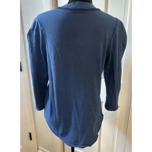 Free People We The Free Clover Puff Shoulder Top Blue Cotton 3/4 Sleeve Medium thumbnail 2