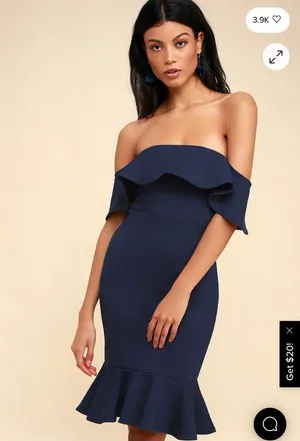 Lulus Confidence Boost Navy Blue Off The Shoulder Bodycon Dress thumbnail 3
