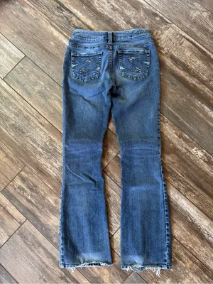 Distressed Suki Silver Jeans Medium Blue Bootcut Jeans size 27 thumbnail 16