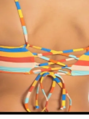 New The Bikini Lab Small Striped Bandeau Bikini Top NWT thumbnail 4