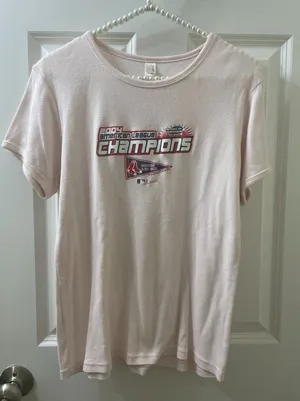 VTG Womens Anvil Boston Red Sox 2004 World Series Champions T-Shirt Size XL PINK thumbnail 1