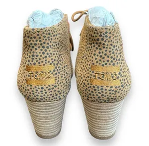 Toms Desert Ankle Lace Up Brown Suede Cheetah Leopard Wedge Boots Women's Sz 8.5 thumbnail 5