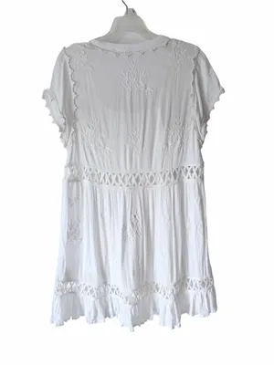 Free People Marissa White Embroidered Mini Dress size small Boho Festival thumbnail 4