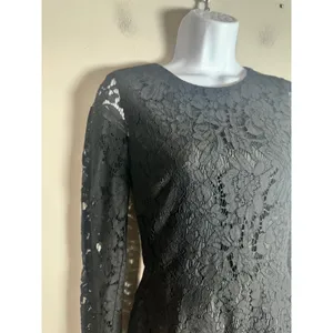 J.Crew Womens Black Floral Lace Long Sleeve Fit and Flare Dress Size 00 thumbnail 4