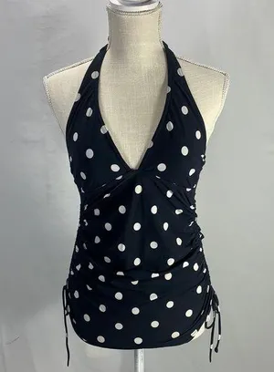 Body Maternity Halter Style Polka Dot Black and WhiteTankini Top Size Small thumbnail 1