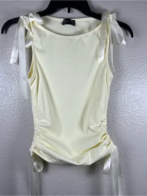 White Fox Pale Yellow Satin-Tie Tank SZ:S thumbnail 1