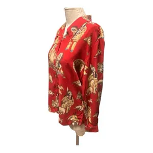 Vtg Sharon Young Western Shirt Size 10 Red Cowboy and Native American Indians thumbnail 2