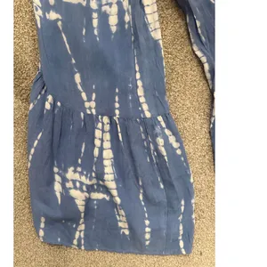Japna NWT Strapless Tie Dye Jumpsuit XS Blue White Rayon Wide Leg Ruffle Boho thumbnail 5