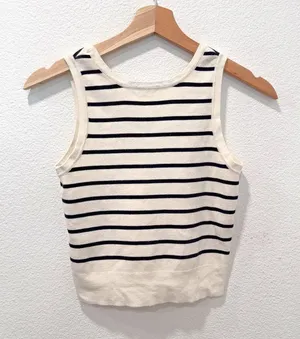 Eternal Fashion Women's Cropped Striped Vest Top Size L EUC thumbnail 4